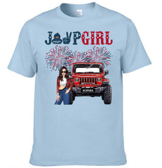 Custom Independence Day 4th Gift T-shirt - Personalised Girls Names and Images Jeep Girl Themed Clothes - A Gift For Girl,Sister,Friend,BFF,Jeep Lovers