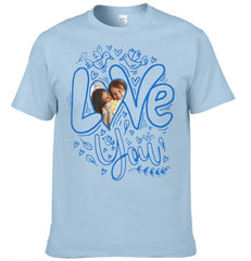 Customized T-shirt with the theme of "Love" - Customized Clothes Featuring Heart-shaped Photos - Gift for Couples,Boyfriend,Girfriend,Husband,Wife