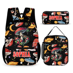 Beautiful Mushroom Name Customized Backpack - School Season Gift for Kids