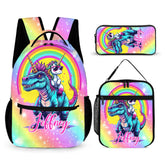 Dinosaur Unicorn Backpack - Personalized Name Backpack - School Season Gift