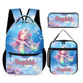 🧜 Ocean Mermaid Personalized Name Custom Backpack - School Season Gift for Girls