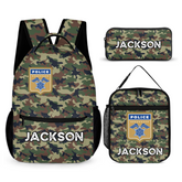 Customized Camouflage Backpack - Personalized Name and Police Badge