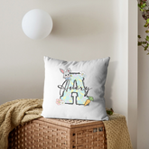 Custom Bunny Carrot Initial Pillow - Personalized Bunny Name Cushion - Gift for Kids