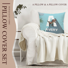 Custom Dinosaur Initial Pillow - Personalized Dino Name Cushion - Gift for Children