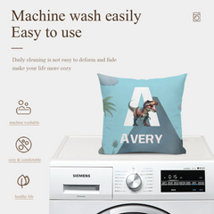 Custom Dinosaur Initial Pillow - Personalized Dino Name Cushion - Gift for Children