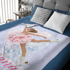 Customized Birth Flower Skate Girl Soft Blanket - Personalized Name And Girl - Birthday Gifts for Girl Skate Lover