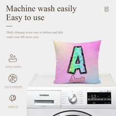 Custom Leopard Initial Throw Pillow - Personalized Letter Cushion with Name - Gift for Girls & Boys