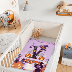 Custom Halloween Letter Blanket - Personalized Pumpkin Initial Throw - Gift for Kids & Families