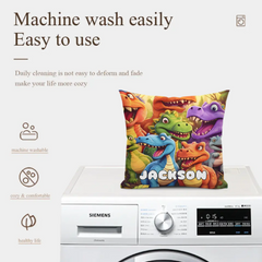 Customized Cute Dinosaur Throw Pillow - Personalized Name - Gift For Kids, Children