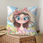 Customized Quirky Flower Girl Pillow - Personalized Name - Gift for Girls, Friends-LOGI