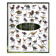 Personalized Jurassic Dinosaur Name Custom Blanket-Gift for Children Who Love Dinosaurs,ChristmasGift - SDG