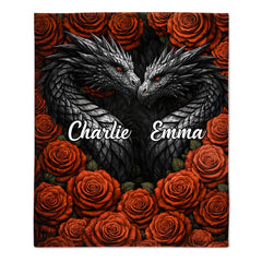 Customized Dragon Couple Blanket - Personalized Name - Gift For Him/Her, Couples