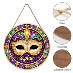 "It's Mardi Gras Y'all" Customized Wooden Doorplates - Personalized Name Door Sign - Gift For Mardi Gras Celebrators
