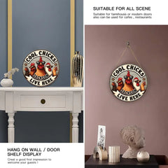 Cool Chicks Live Here Customized Farmhouse Wooden Doorplates - Personalized Name Door Sign - Home Decoration Gifts