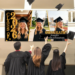 Congratulations Class Of 2026 Customized Graduation Banner - Personalized Photo & Name - Unique Graduation Gift