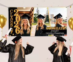 Congratulations Class Of 2026 Customized Graduation Banner - Personalized Photo & Name - Unique Graduation Gift