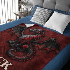 🐲Customized Dragon Themed Blanket - Personalized Name - Gift For Dragon Lovers