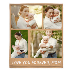 Customized "Mom" Photo Blanket - Personalized Text And Photo - Gift For Mom, Grandma