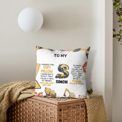 Customized Truck Dinosaurs Kid Alphabet Hug Pillow - Personalized Name And Initial - Gift for kids, Boys
