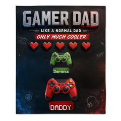Gamer Dad Much Cooler Customized Blanket - Personalized Name - Father's Day Gift For Gamer Dad, Husband