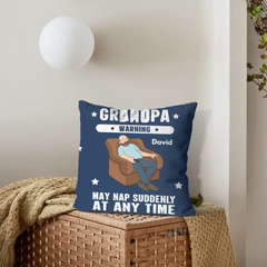 Grandpa May Nap Suddenly At Any Time Customized Pillows - Personalized Cartoon And Name - Gifts For Grandpa, Grandma