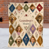 Custom Nana Fleece Blanket with Child Pet Photos and Personalized Family Message