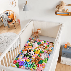 Personalized Cartoon Throw Blanket - Custom Name Soft Colorful Blanket - Gift For Kids