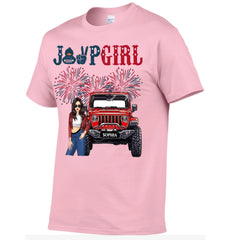 Custom Independence Day 4th Gift T-shirt - Personalised Girls Names and Images Jeep Girl Themed Clothes -  A Gift For Girl,Sister,Friend,BFF,Jeep Lovers