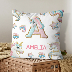 Beautiful Unicorn Alphabet  - Personalized Pillow