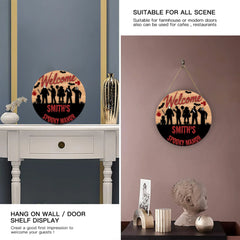 Silhouette Horror Customized Door Plate - Personalized Text Wooden Sign