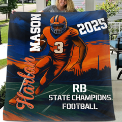 Football blanket with Name and Number, Football Blanket, Football Lover Blanket, Blanket for Football Fan, Football Player Gifts