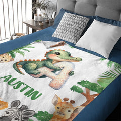 Custom Animal Alphabet Blanket – Personalized Jungle Learning Blanket – Gift for Kids - SDG
