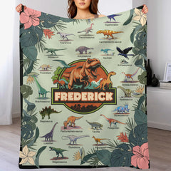Personalized Dinosaur Educational Blanket – Custom Educational Blanket – Gift for Kids