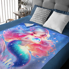 🧜‍♀️ Personalized Mermaid Blanket Set for Girls，Kids/Toddlers Blanket for Kindergarten & Elementary - SDG