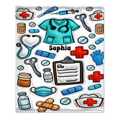 Nurse Accent Customized Blanket – Personalized Name – Commemorative Gift For Nurses
