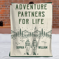 Adventure Partners For Life Customized Blanket - Personalized Name - Gift For Adventure Partners, Lovers