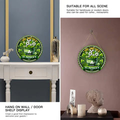 St. Patrick's Day Shamrock Wreath Customized Wooden Doorplates - Personalized Name Door Sign - Gift For Family, Best Friends, Irish Lovers, Holiday Decor Lovers