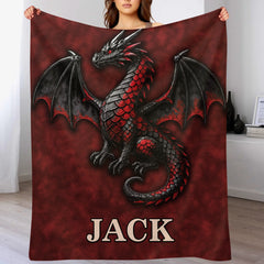 🐲Customized Dragon Themed Blanket - Personalized Name - Gift For Dragon Lovers