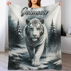 Customized Forest Tiger Blanket - Personalized Name - Gift For Tiger Lovers