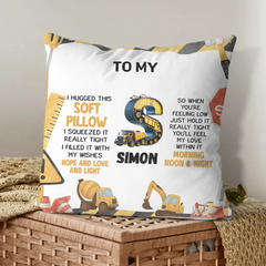 Customized Truck Dinosaurs Kid Alphabet Hug Pillow - Personalized Name And Initial - Gift for kids, Boys