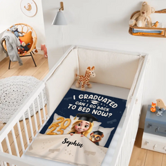 Graduated Can I Go Back To Bed Now - Perfect Personalized Graduation Blanket Gift