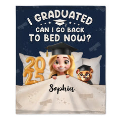 Graduated Can I Go Back To Bed Now - Perfect Personalized Graduation Blanket Gift