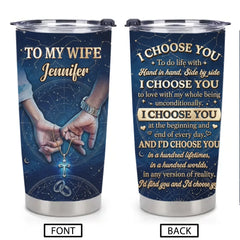 I Choose You Forever Thermos Cup - Personalized Name Tumbler - Sweet Gift For Wife