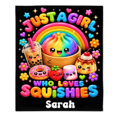 Personalized Glitter Dumpling Blanket - Custom Name Colorful Kawaii Blanket - Gift For Girls