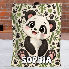 Personalized Cute Animal Blanket – Custom Name Adorable Cartoon Animal Throw Blanket – Gift For Kids